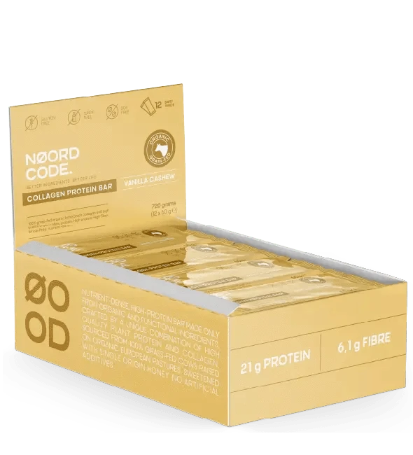 Buy NoordCode Organic Collagen Protein Bar - Vanilla Cashew 12 Bars at LiveHelfi