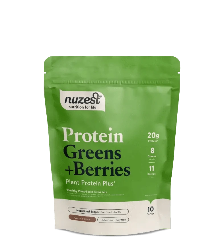 Buy Nuzest Plant Protein Greens + Berries Cocoa Flavour (BBE 10.7.2025) at LiveHelfi