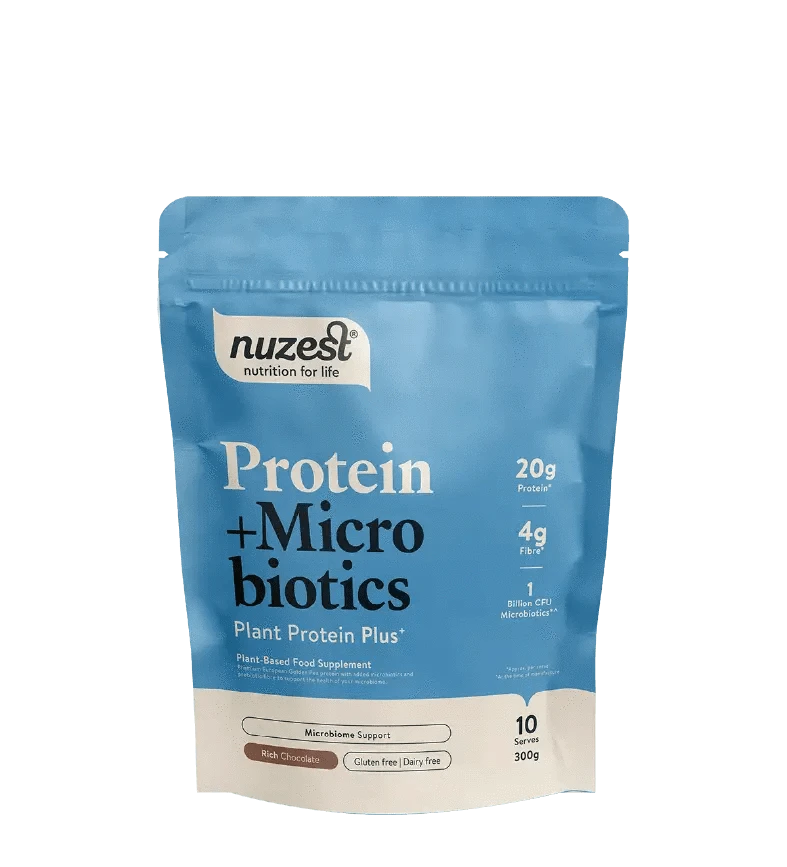 Buy Nuzest Plant Protein + Microbiotics Rich Chocolate at LiveHelfi