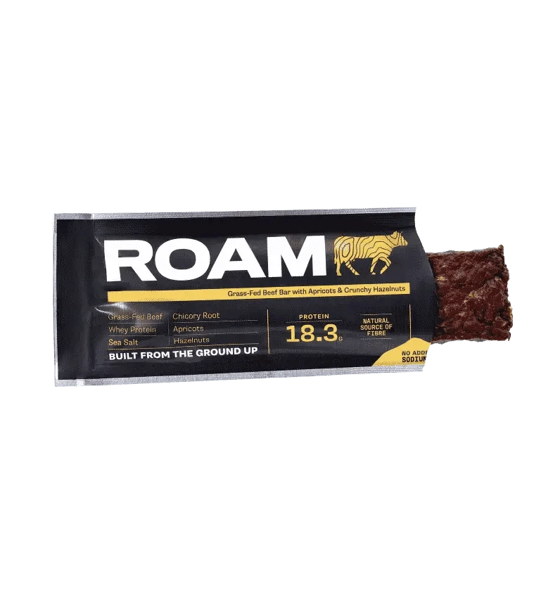 Buy ROAM Food Grass-Fed Beef Bar - Apricot & Hazelnut at LiveHelfi