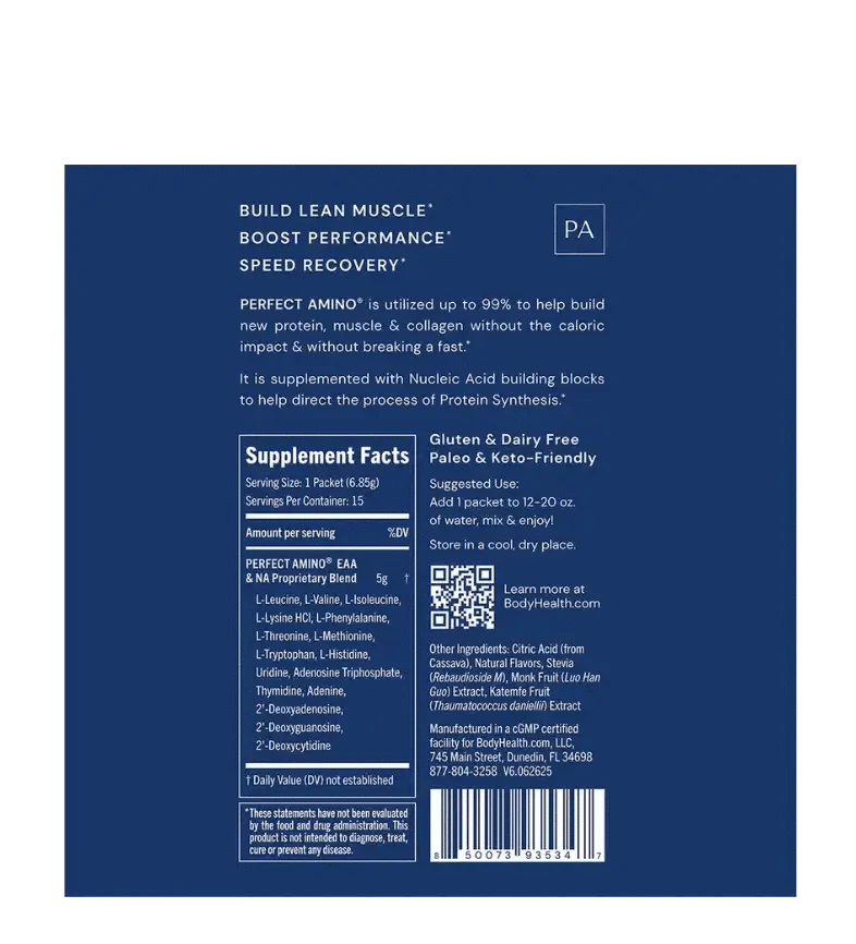 Buy BodyHealth Perfect Amino Travel Packets - Lemon Lime at LiveHelfi