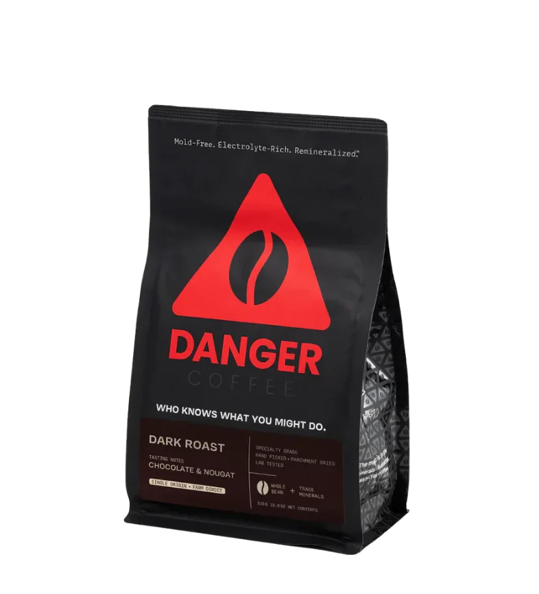 Buy Danger Coffee Dark Roast Whole Bean Mineralized Coffee at LiveHelfi