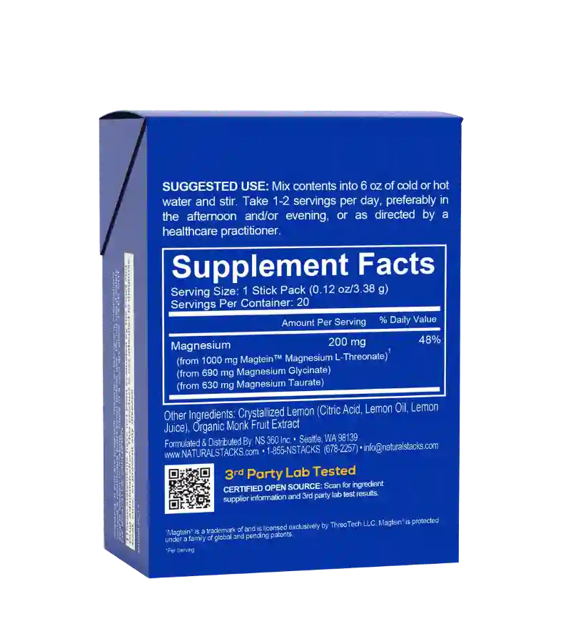Buy Natural Stacks MagTech Magnesium Lemonade 20 Stick Packs at LiveHelfi
