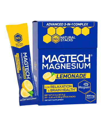 Buy Natural Stacks MagTech Magnesium Lemonade 20 Stick Packs at LiveHelfi