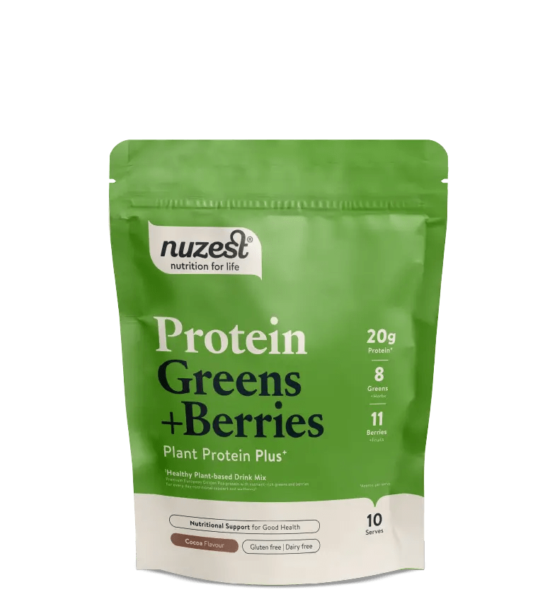 Buy Nuzest Plant Protein Greens + Berries Cocoa Flavour at LiveHelfi