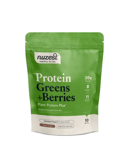 Buy Nuzest Plant Protein Greens + Berries Cocoa Flavour at LiveHelfi
