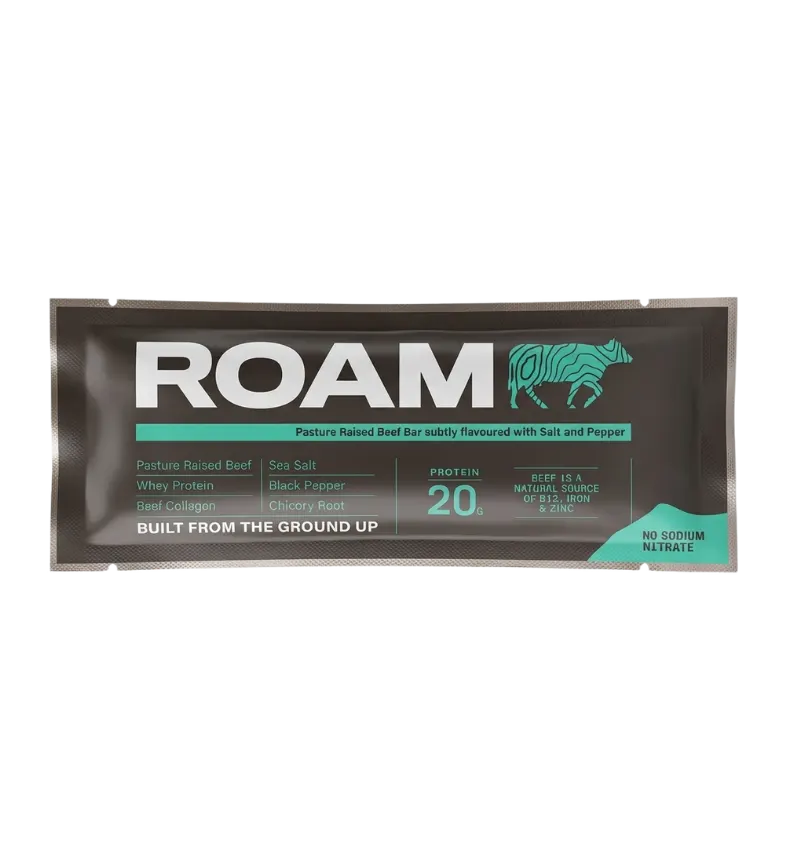 Buy ROAM Food Grass-Fed Beef Bar Salt, Pepper & Porcini 12 Bars at LiveHelfi