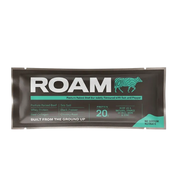 Buy ROAM Food Grass-Fed Beef Bar Salt, Pepper & Porcini 12 Bars at LiveHelfi