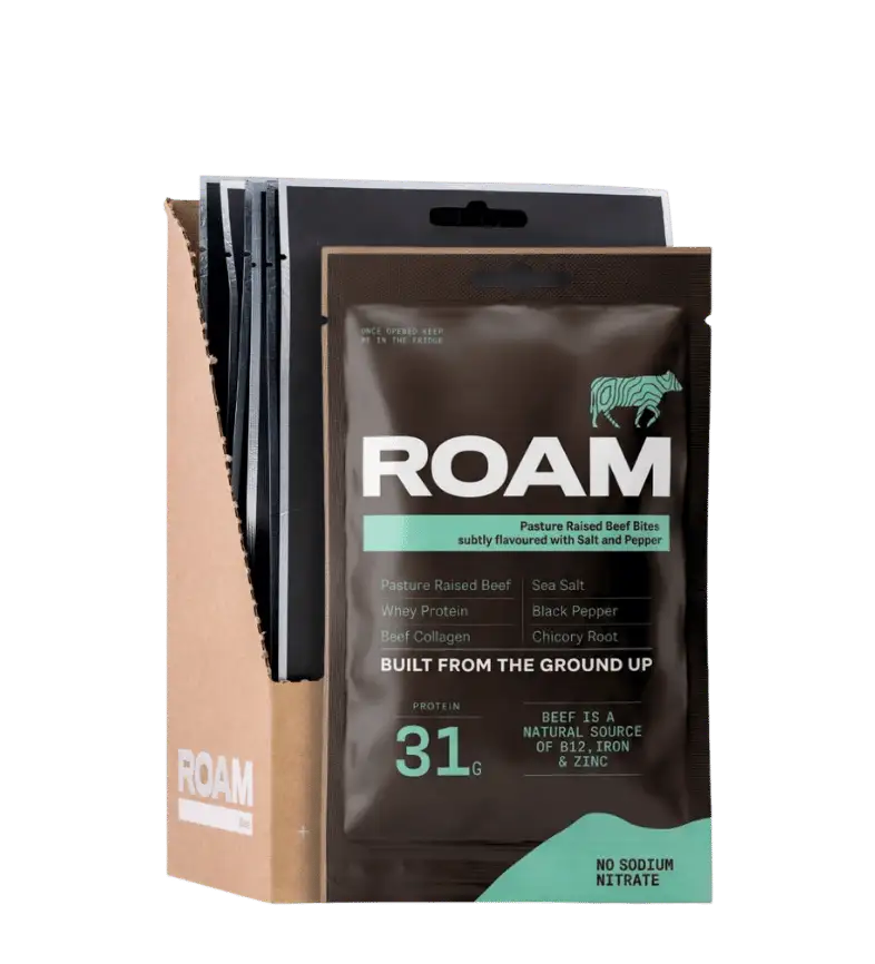 Buy ROAM Food Grass-Fed Beef Bites Salt & Pepper 12 Pack at LiveHelfi