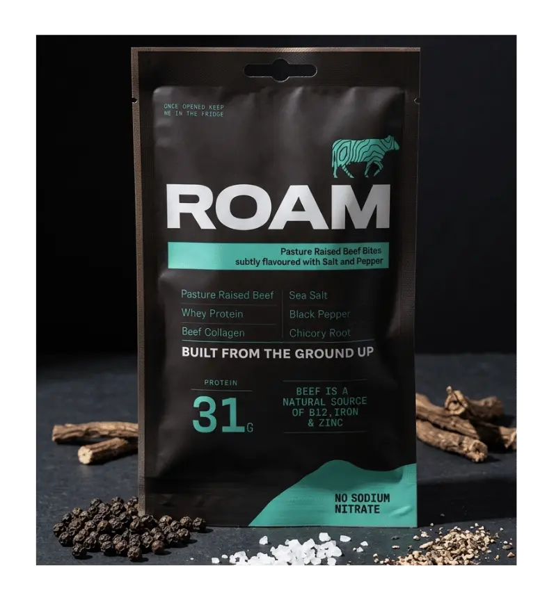 Buy ROAM Food Grass-Fed Beef Bites Salt & Pepper 12 Pack at LiveHelfi
